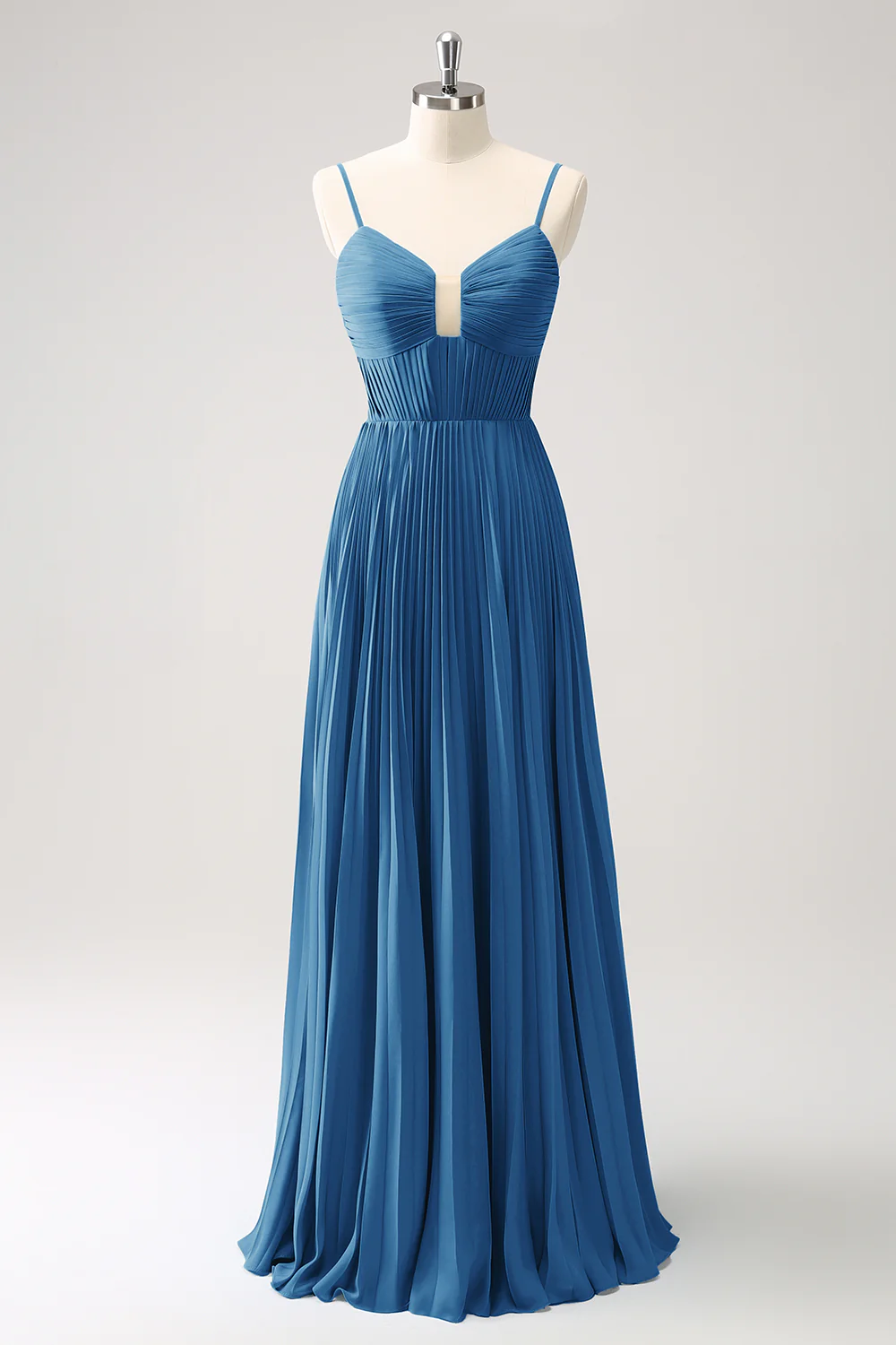 Robe de demoiselle d’honneur à bretelles spaghetti trapèze Eucalyptus - Image 3