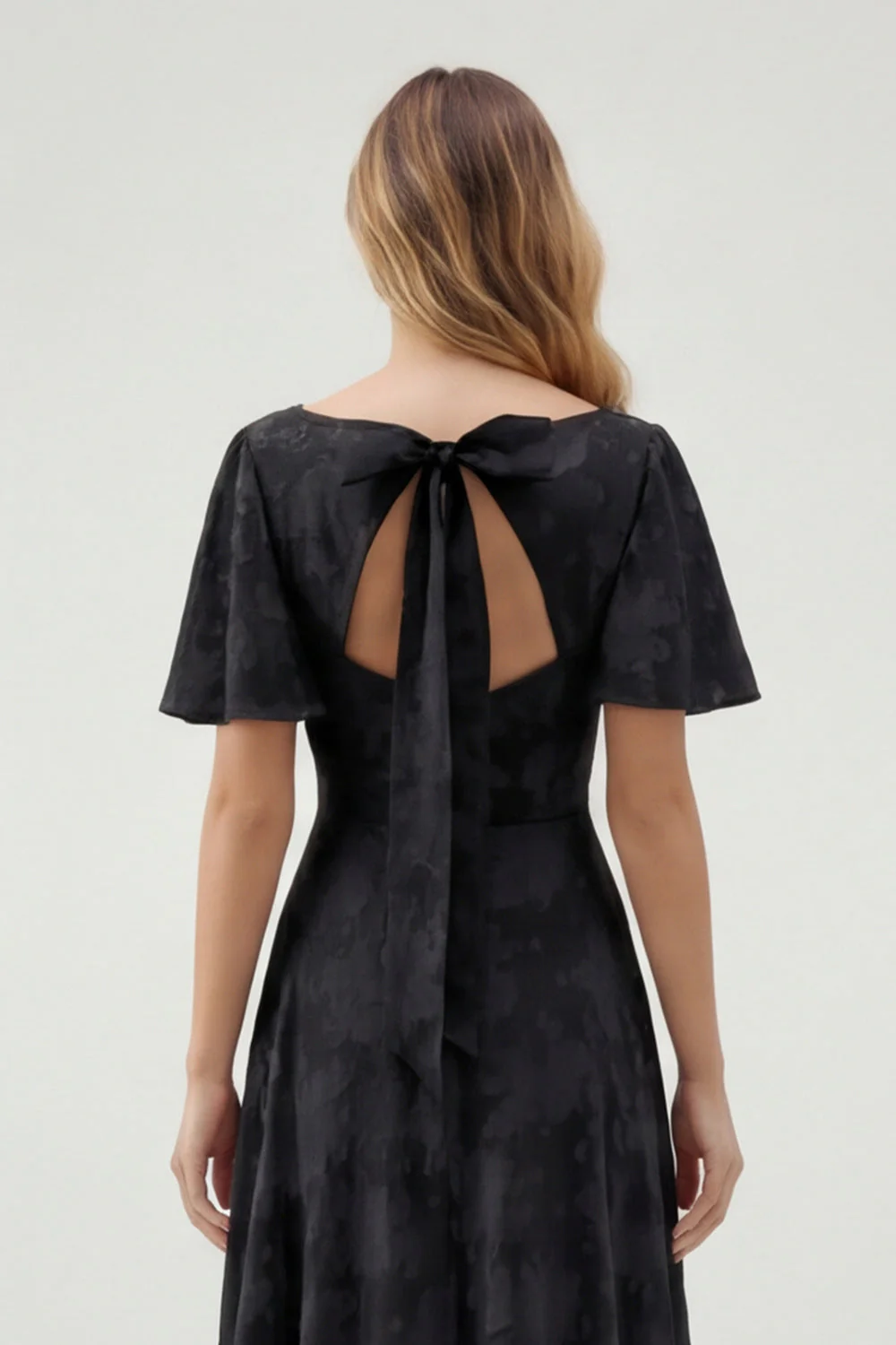 Robe de demoiselle d’honneur à manches courtes Green Floral A Line - Image 19