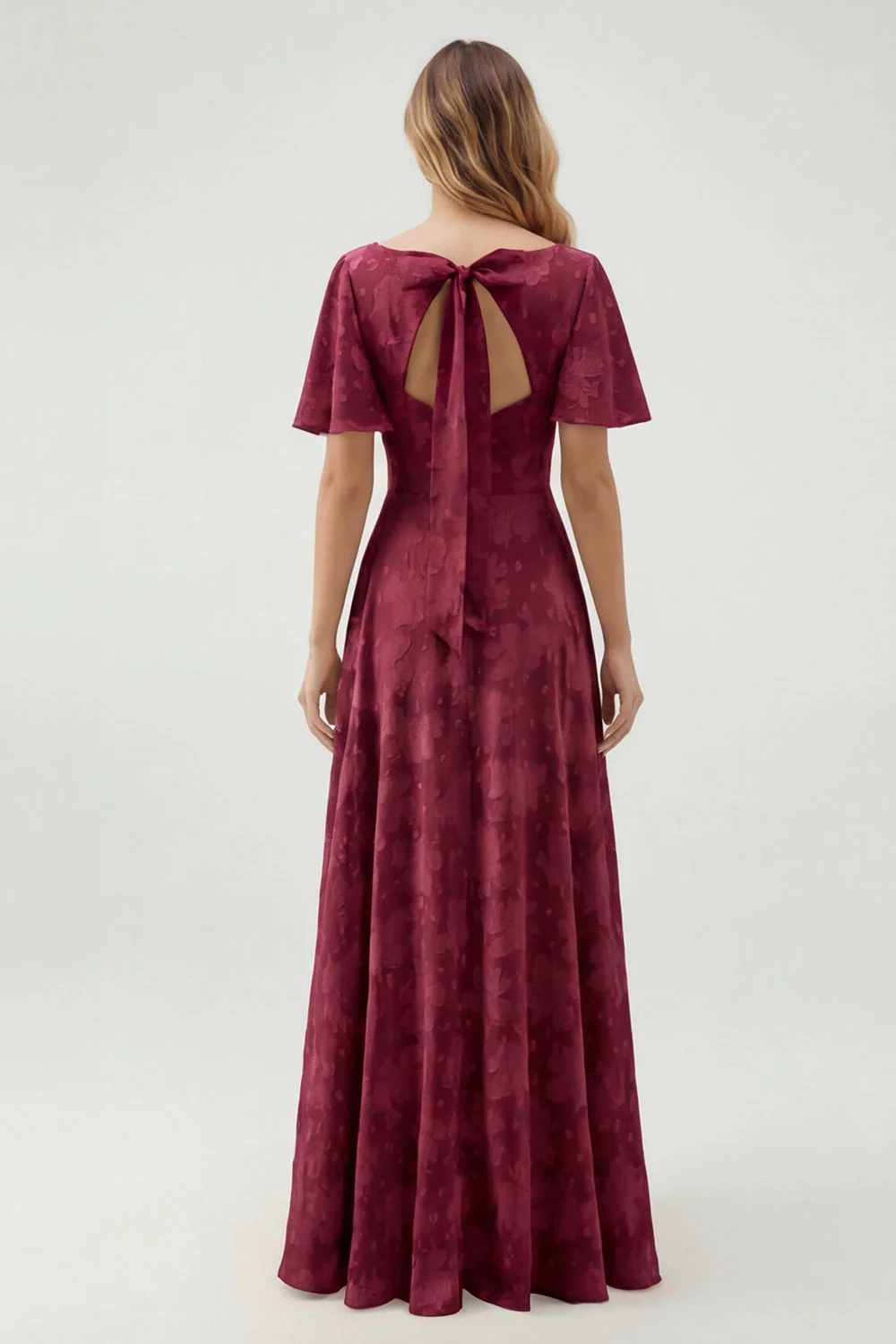 Robe de demoiselle d’honneur à manches courtes Green Floral A Line - Image 22