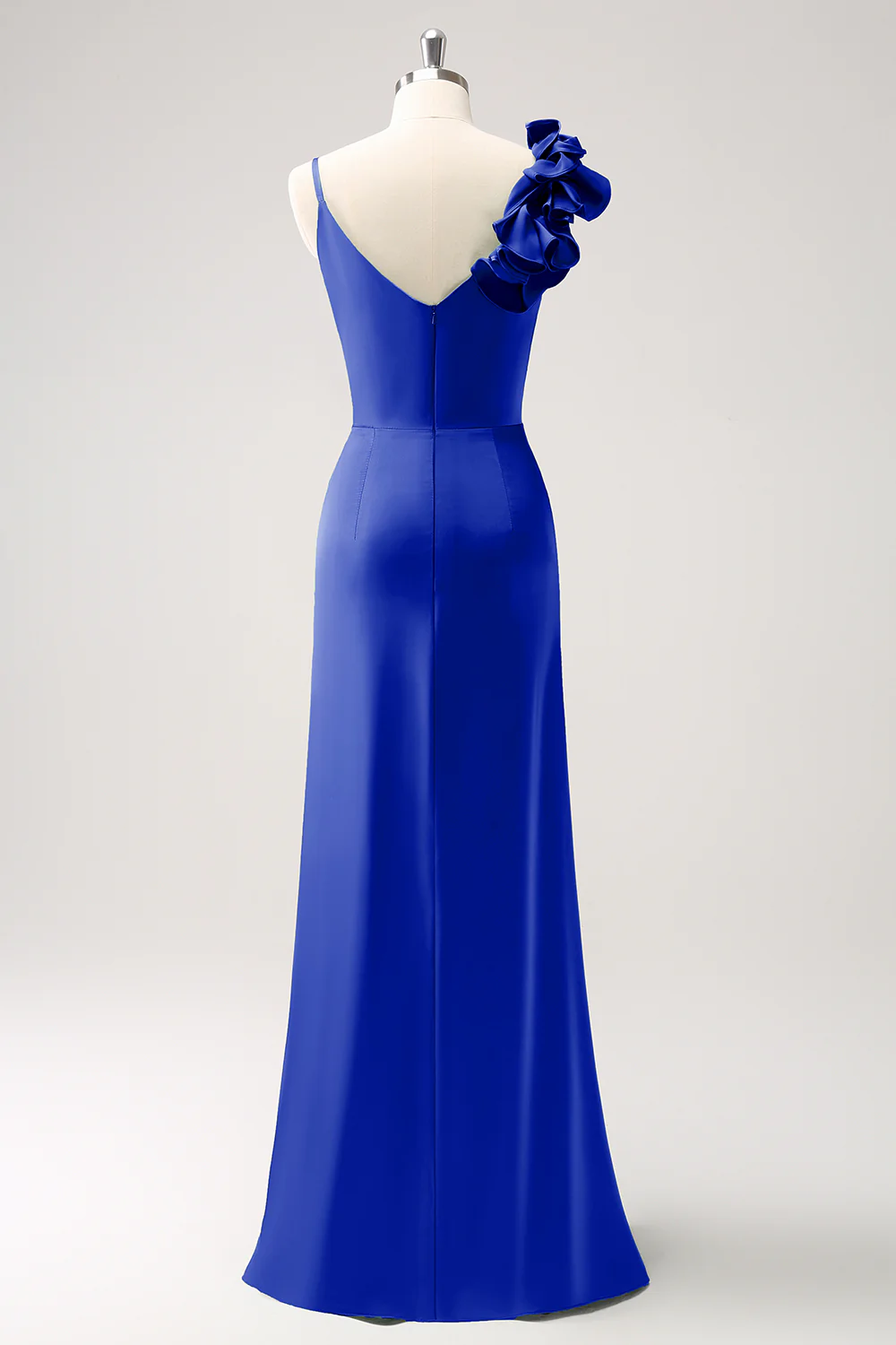 Robe de demoiselle d’honneur en satin plissé vert olive avec fente - Image 24