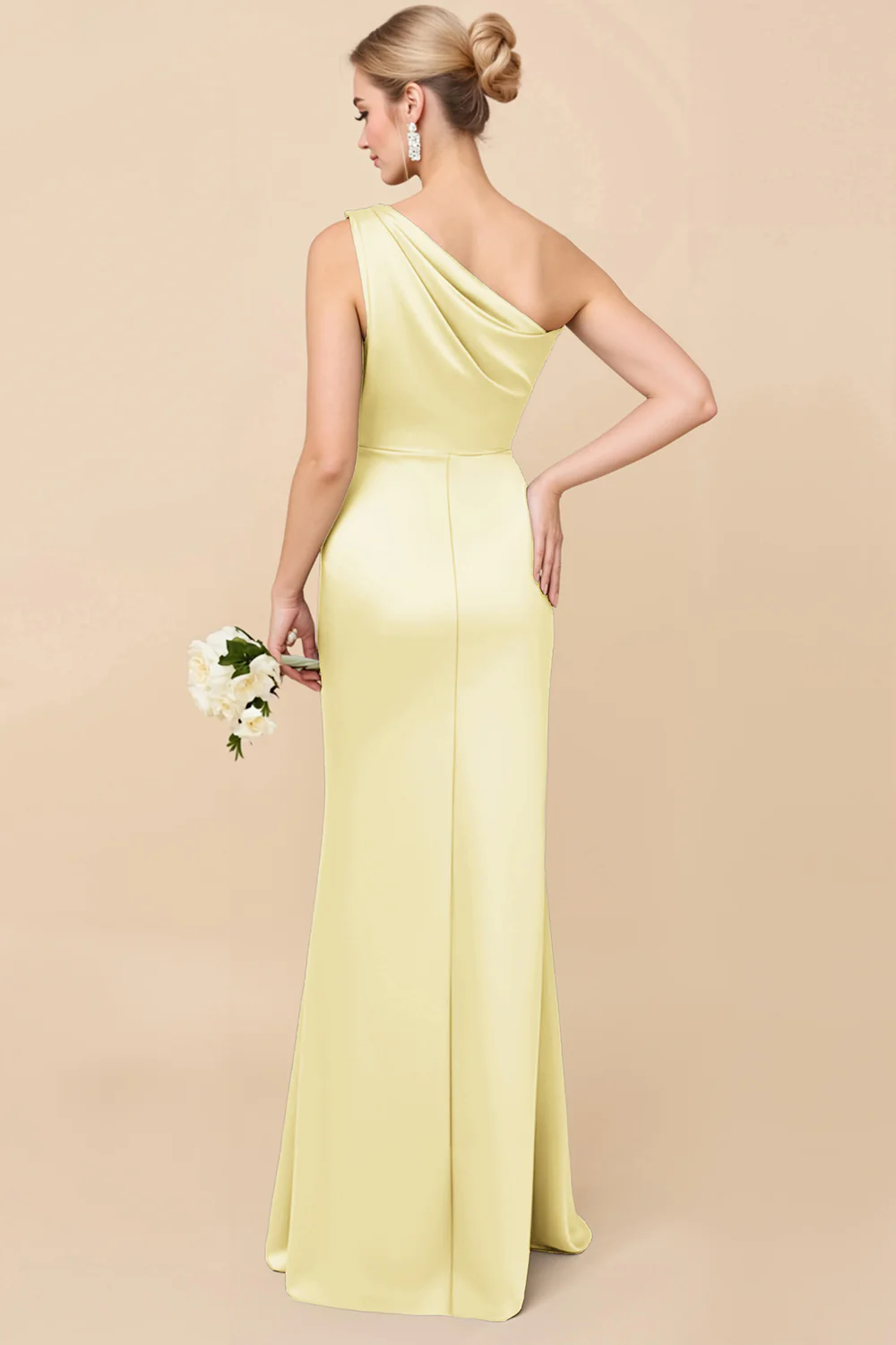 Robe de demoiselle d’honneur froncée en eucalyptus à une épaule - Image 10
