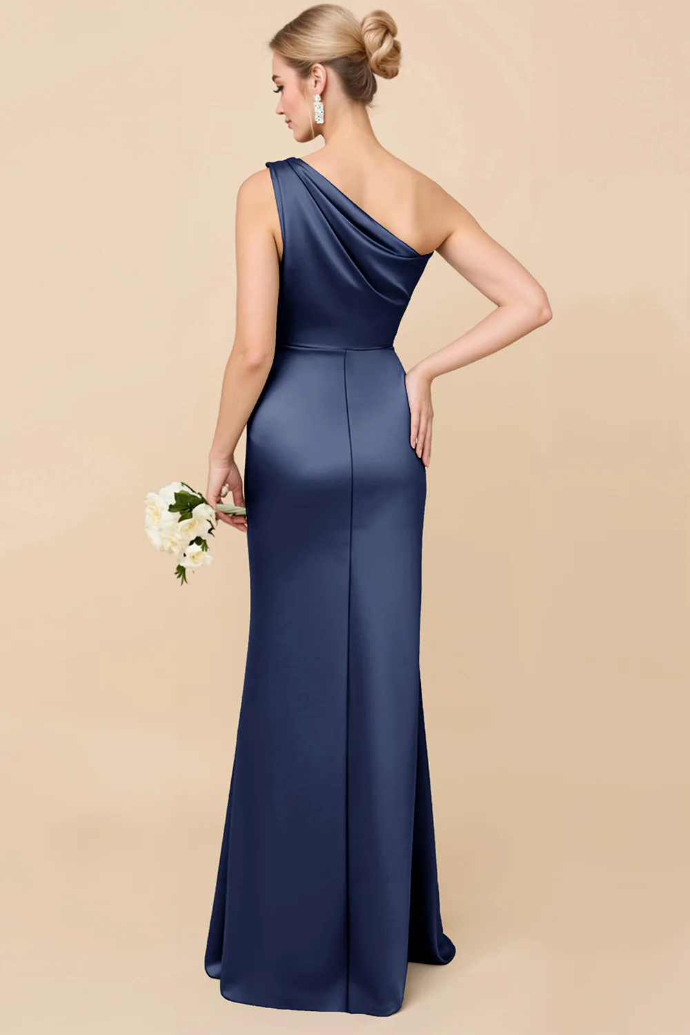 Robe de demoiselle d’honneur froncée en eucalyptus à une épaule - Image 12