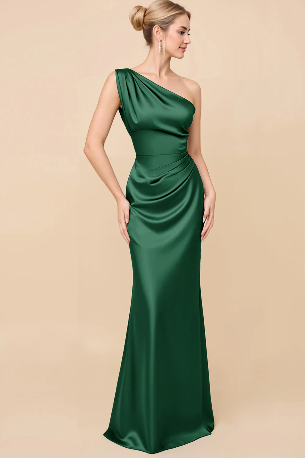 Robe de demoiselle d’honneur froncée en eucalyptus à une épaule - Image 13