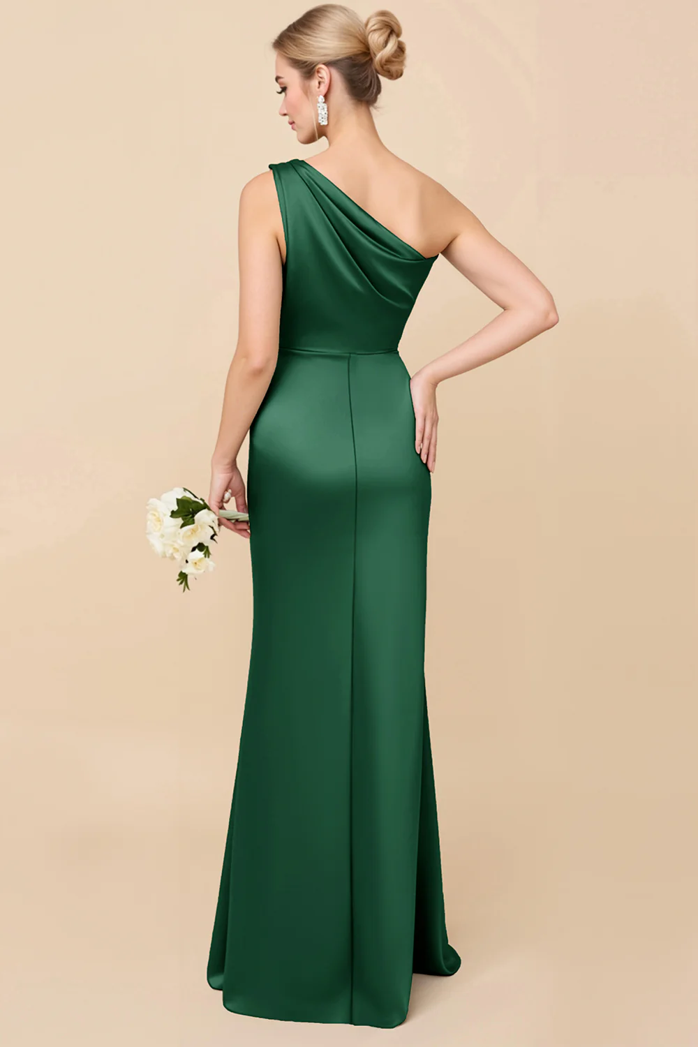 Robe de demoiselle d’honneur froncée en eucalyptus à une épaule - Image 14