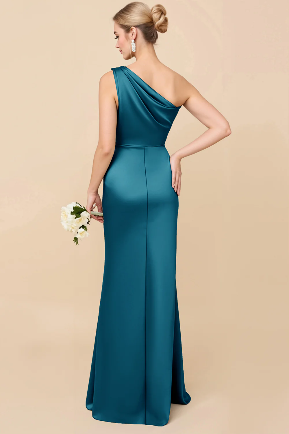 Robe de demoiselle d’honneur froncée en eucalyptus à une épaule - Image 22