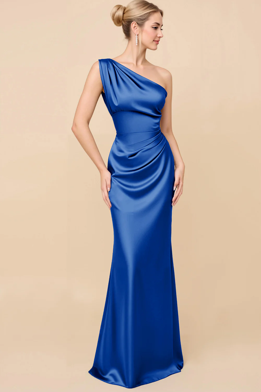 Robe de demoiselle d’honneur froncée en eucalyptus à une épaule - Image 23