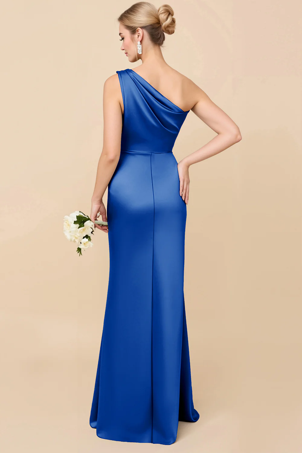 Robe de demoiselle d’honneur froncée en eucalyptus à une épaule - Image 24