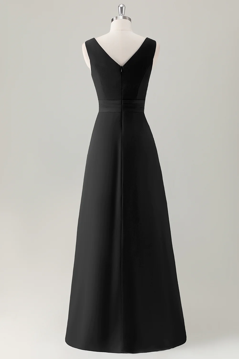 Robe de demoiselle d’honneur longue à volants trapèze bleu foncé avec fente - Image 8