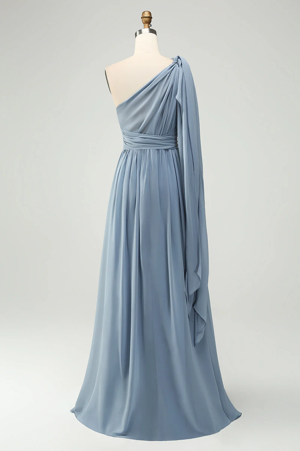 Robe de demoiselle d’honneur longue en mousseline de soie convertible A Line bleu poussiéreux - Image 2