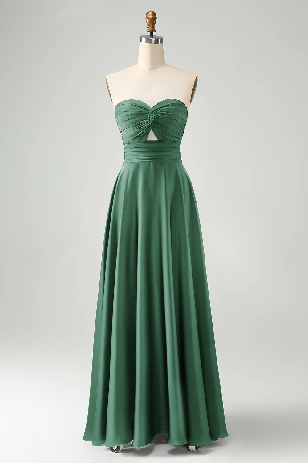 Robe de demoiselle d’honneur longue en trou de serrure sauge poussiéreuse - Image 3