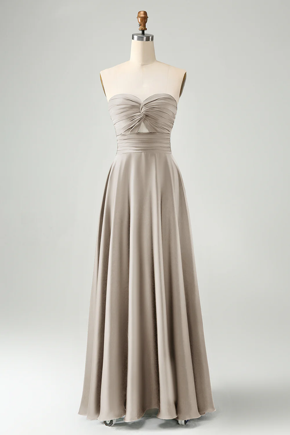 Robe de demoiselle d’honneur longue en trou de serrure sauge poussiéreuse - Image 9