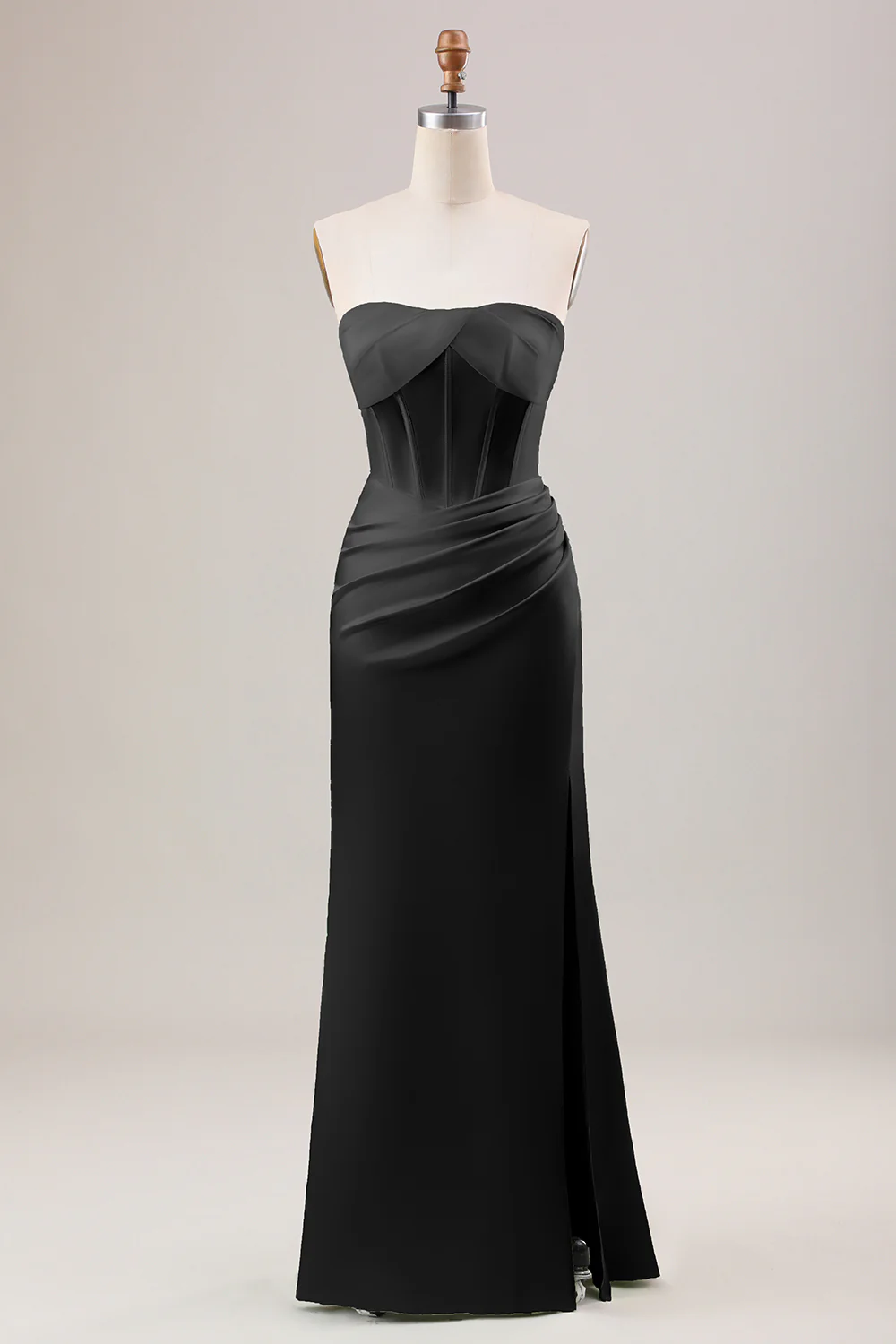 Robe de demoiselle d'honneur longue bustier verte avec fente - Image 7