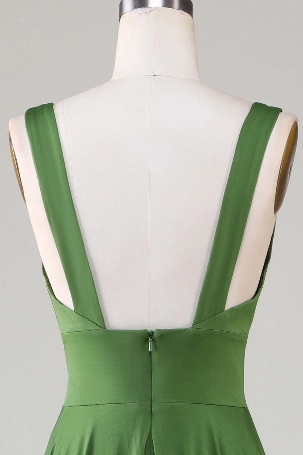Robe de demoiselle d’honneur longue sans manches Olive Décolleté en V profond - Image 5