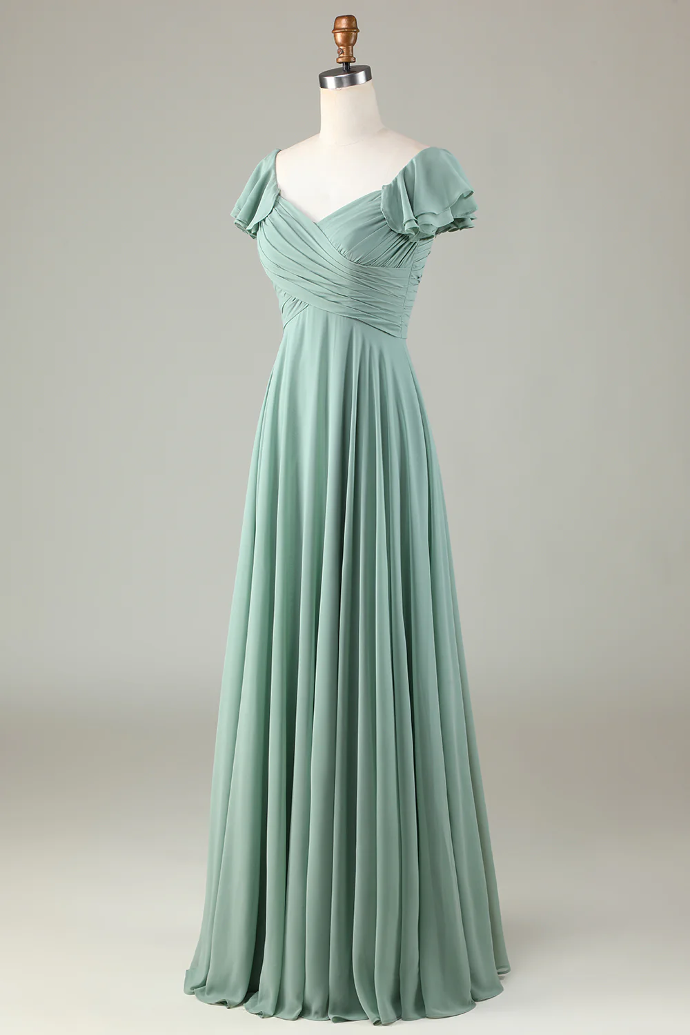 Robe de demoiselle d’honneur Matcha à lacets - Image 3
