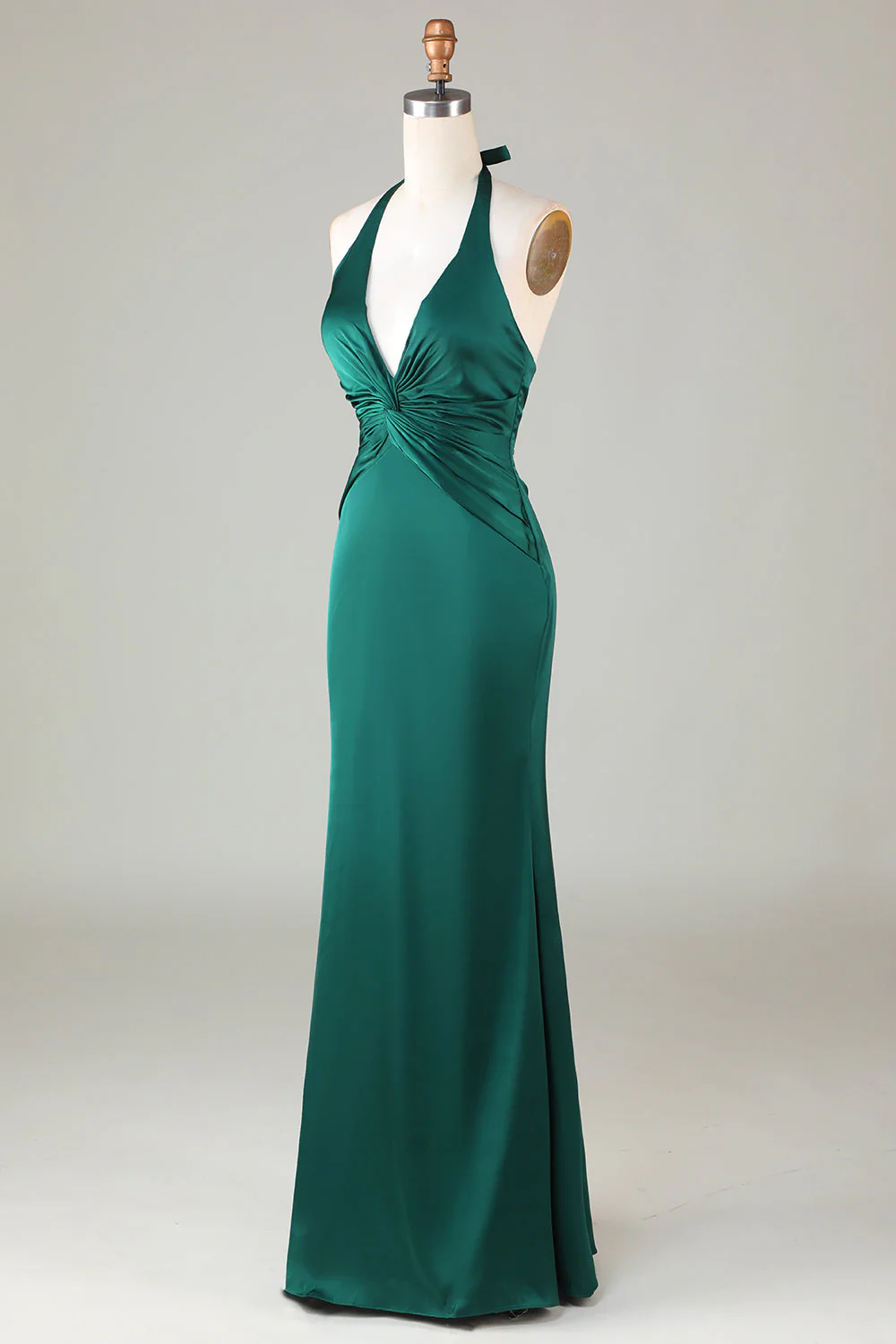 Robe de demoiselle d’honneur vert foncé Licol sirène - Image 3