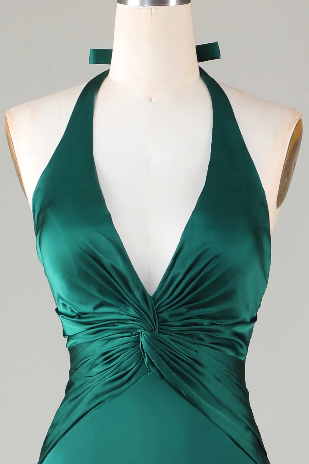 Robe de demoiselle d’honneur vert foncé Licol sirène - Image 4