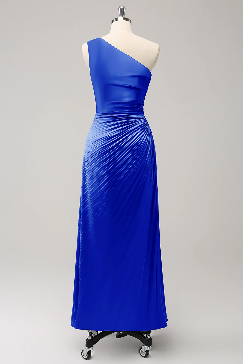 Robe de demoiselle de mariée longue en satin Sauge poussiéreuse à une épaule - Image 6