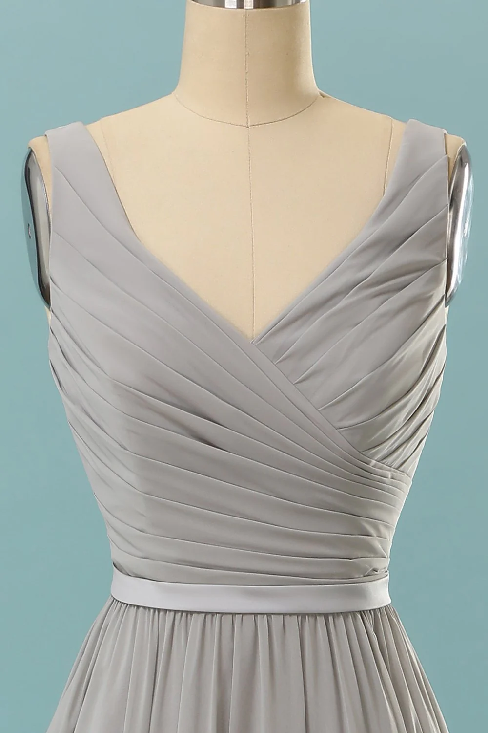 Robe de demoiselle d'honneur à volants gris - Image 4