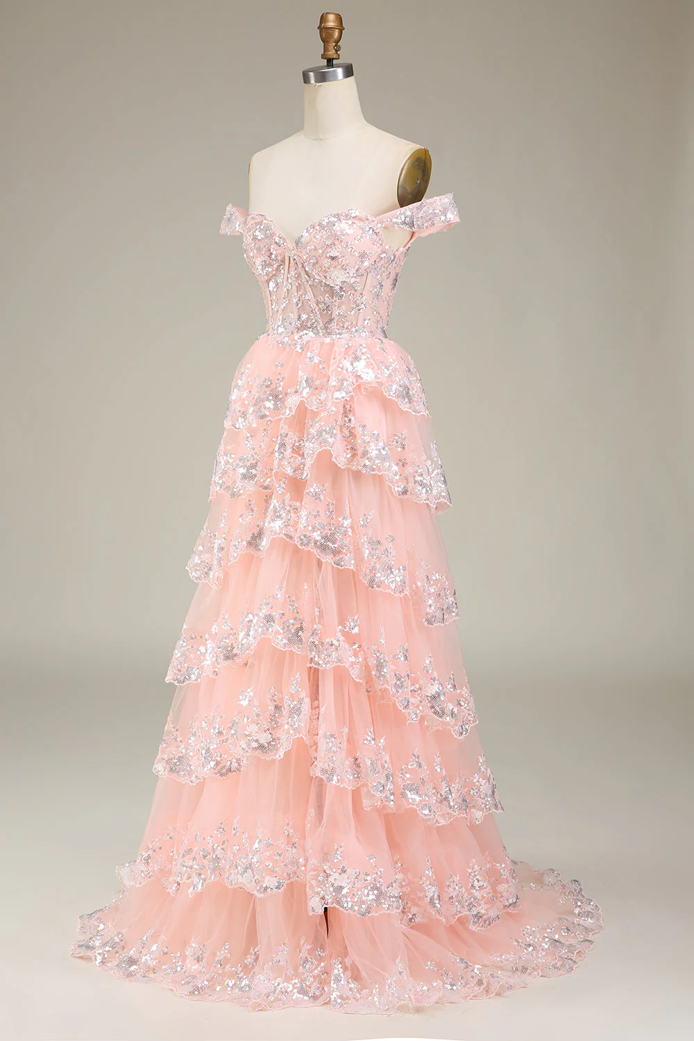 Robe de Soirée Doré à plusieurs niveaux noire sur les épaules - Image 12