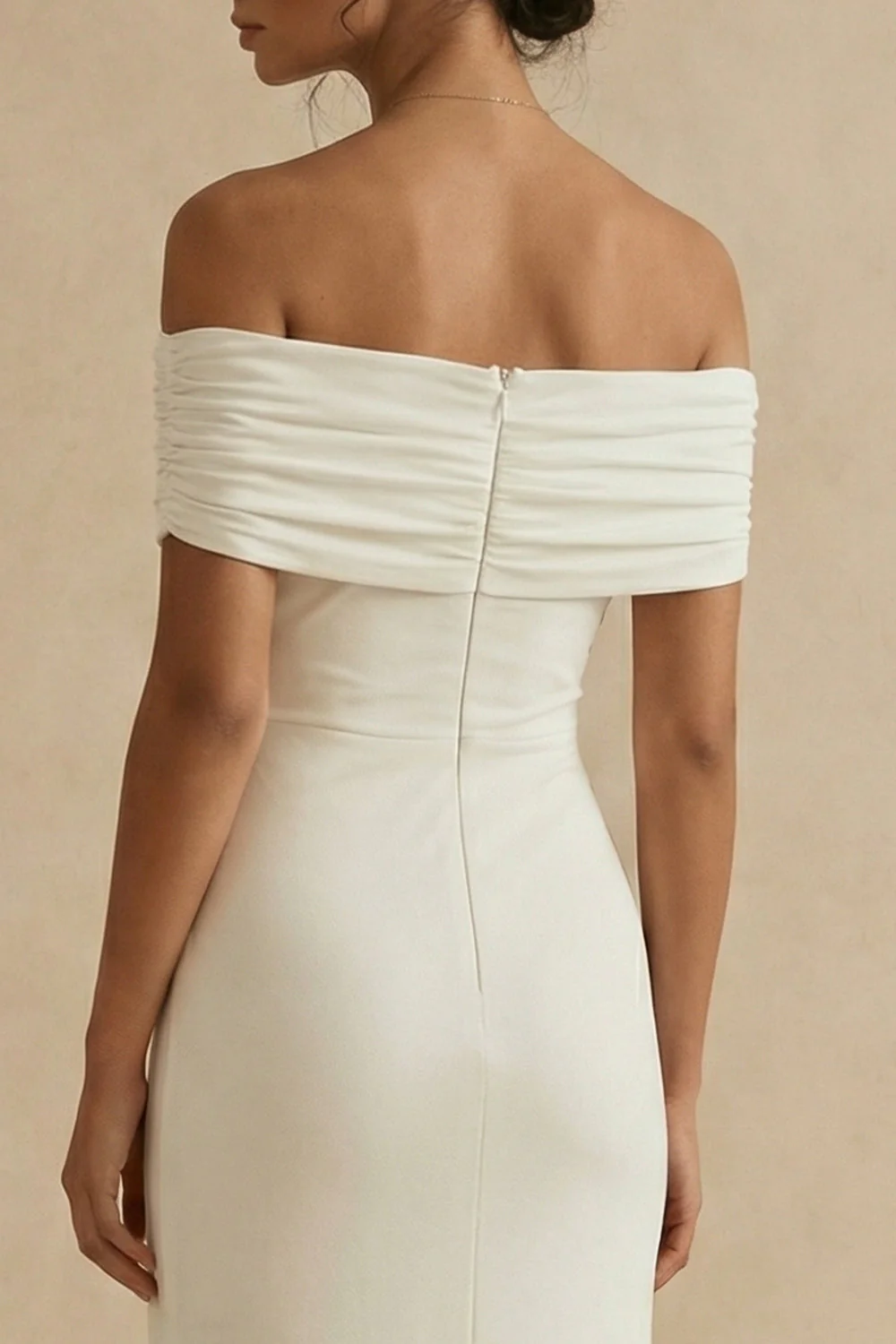Robe de fiançailles blanche à épaules dénudées, longue robe de fiançailles - Image 4