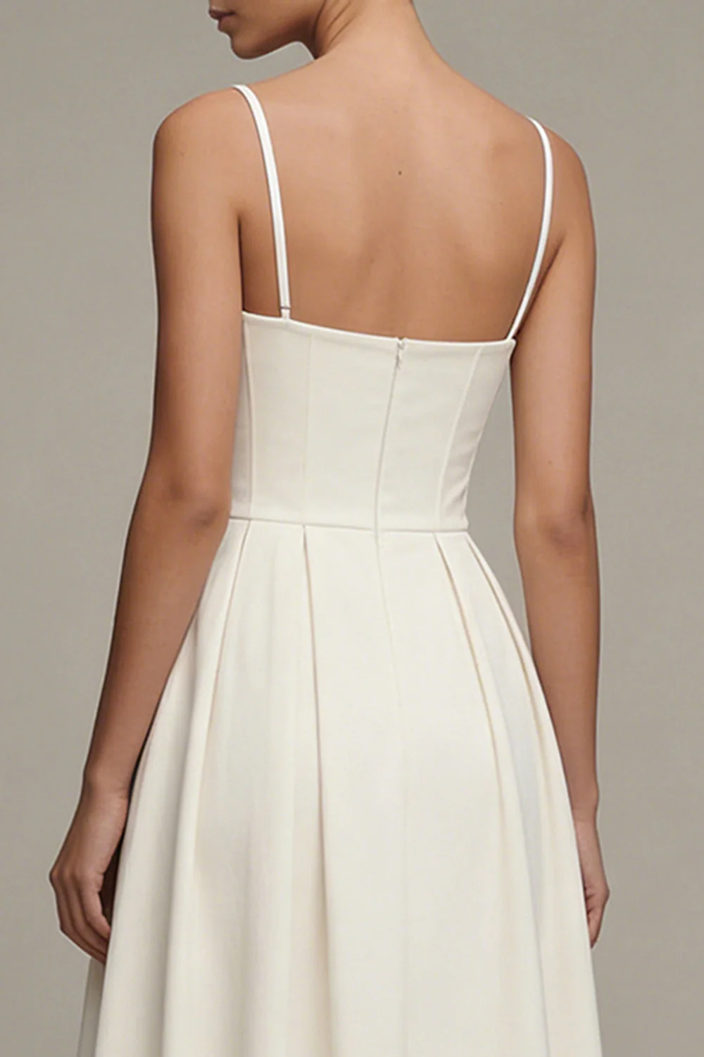 Robe de fiançailles Midi à bretelles blanches blanches - Image 4