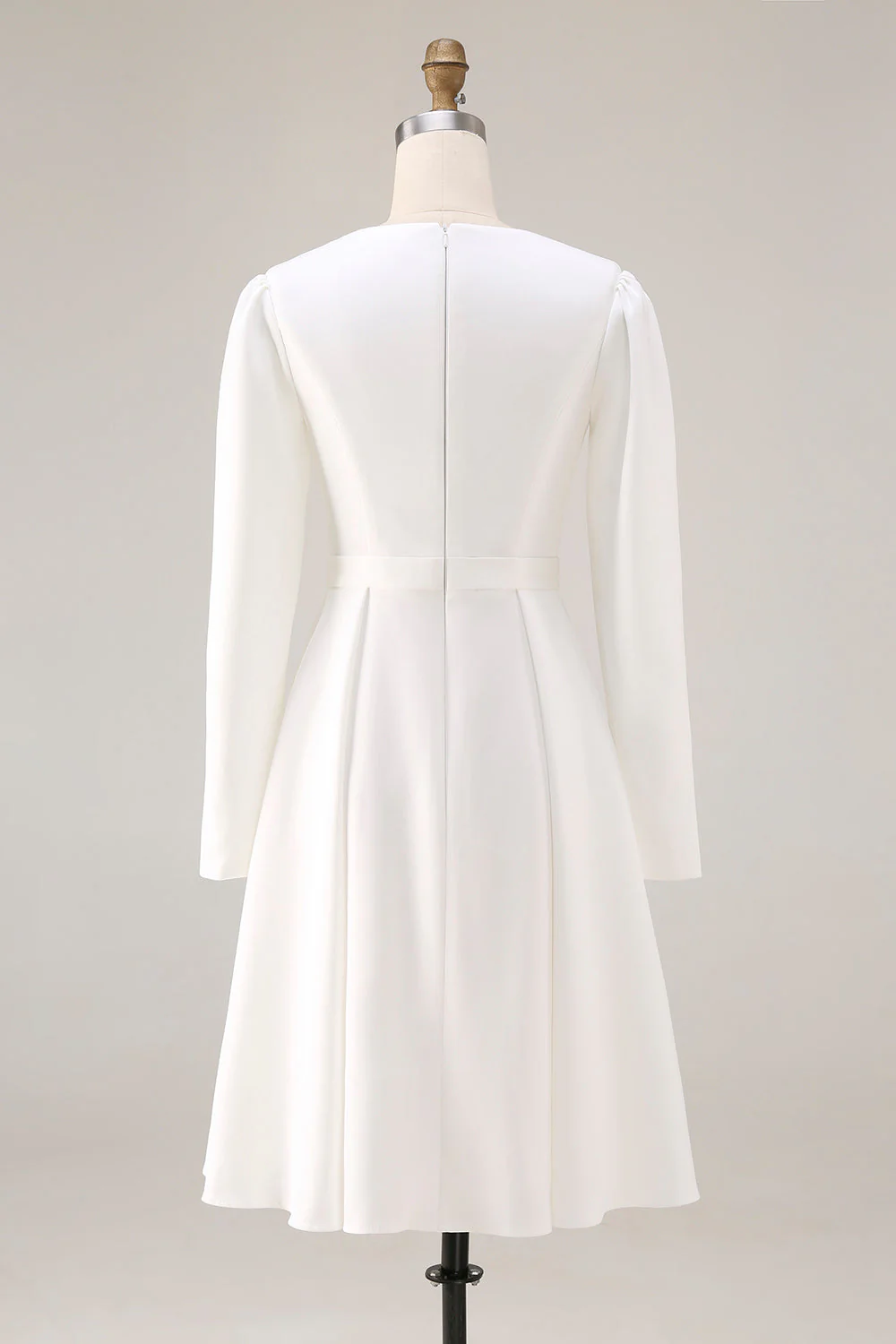 Robe de fiançailles Midi en satin simple en ivoire - Image 2