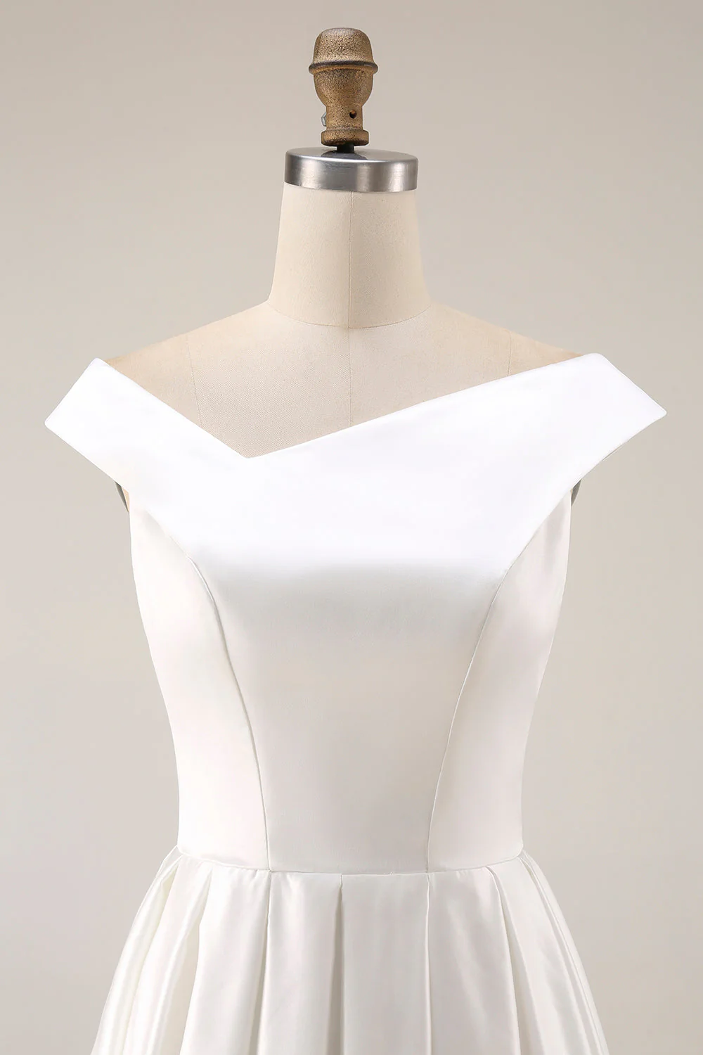 Robe de fiançailles Midi simple blanche décalée A Line - Image 7