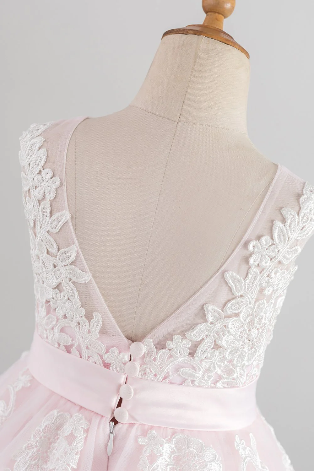 Robe de fille à fleurs rose pâle avec appliques - Image 4
