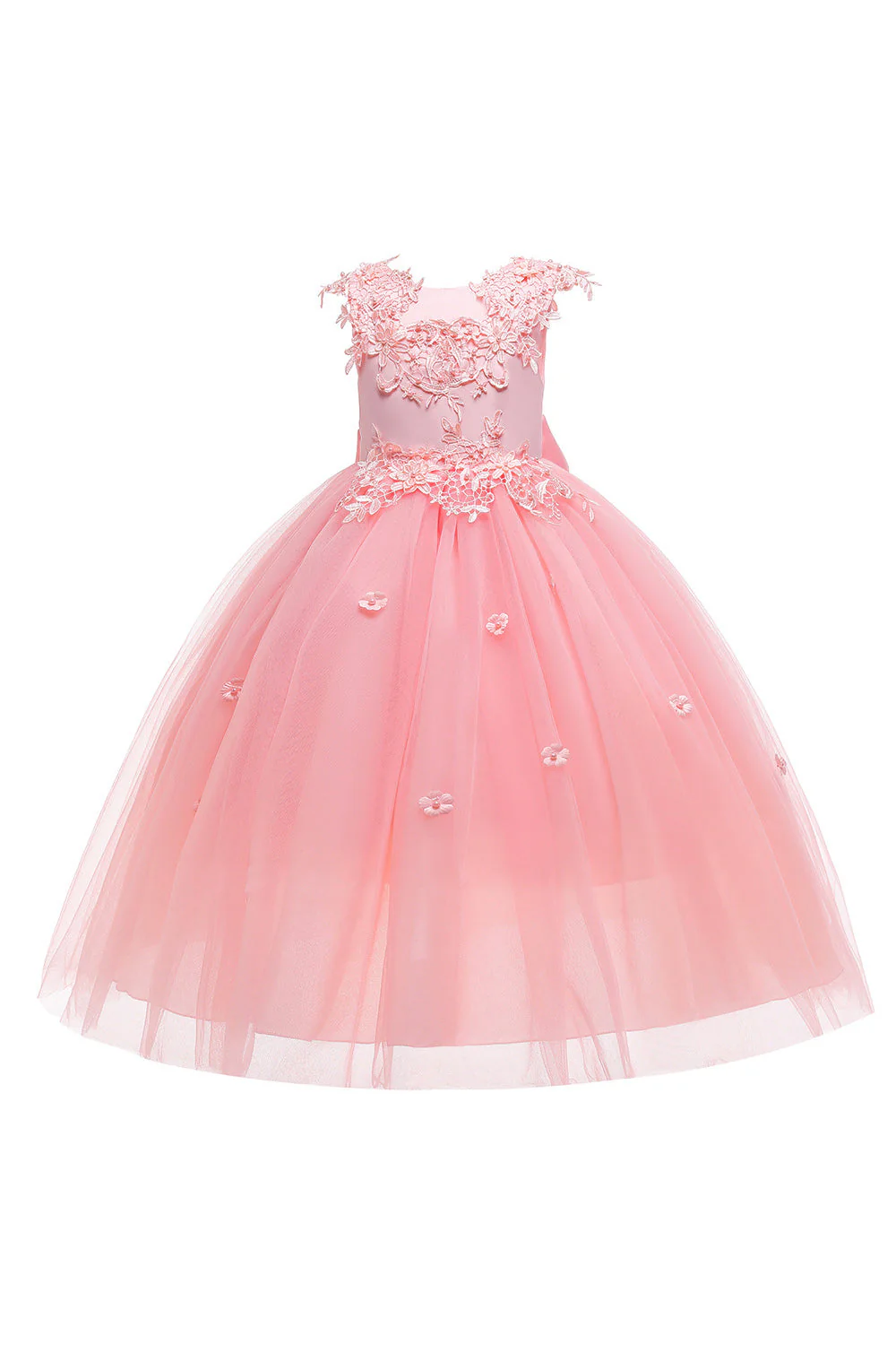 Robe de fille de fleur de désherbage blanche avec nœud - Image 10