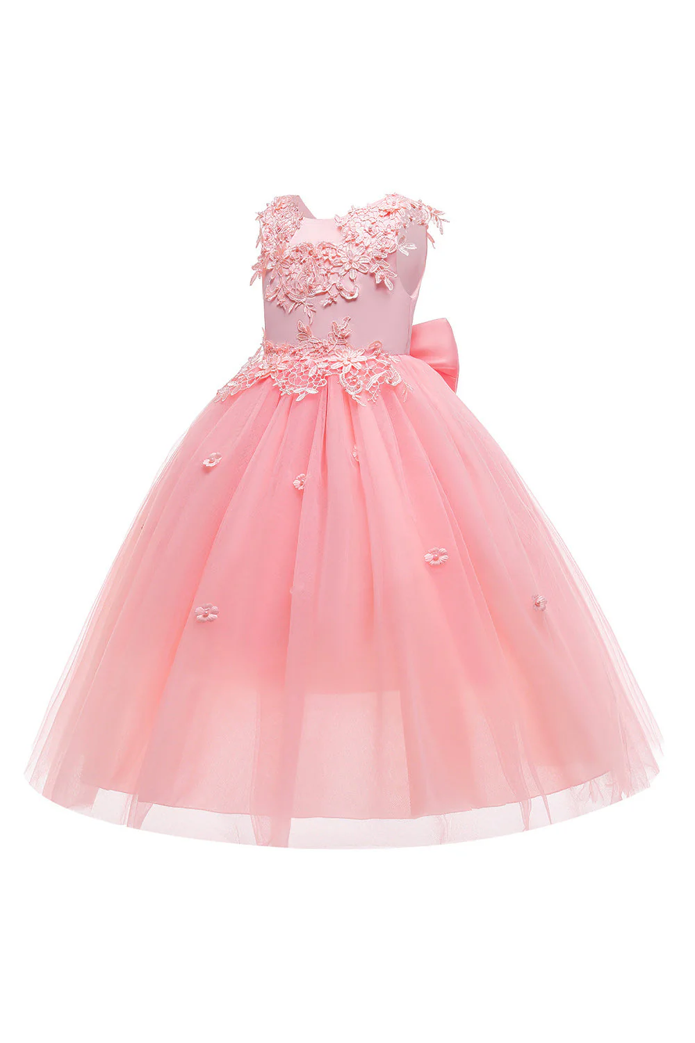 Robe de fille de fleur de désherbage blanche avec nœud - Image 11