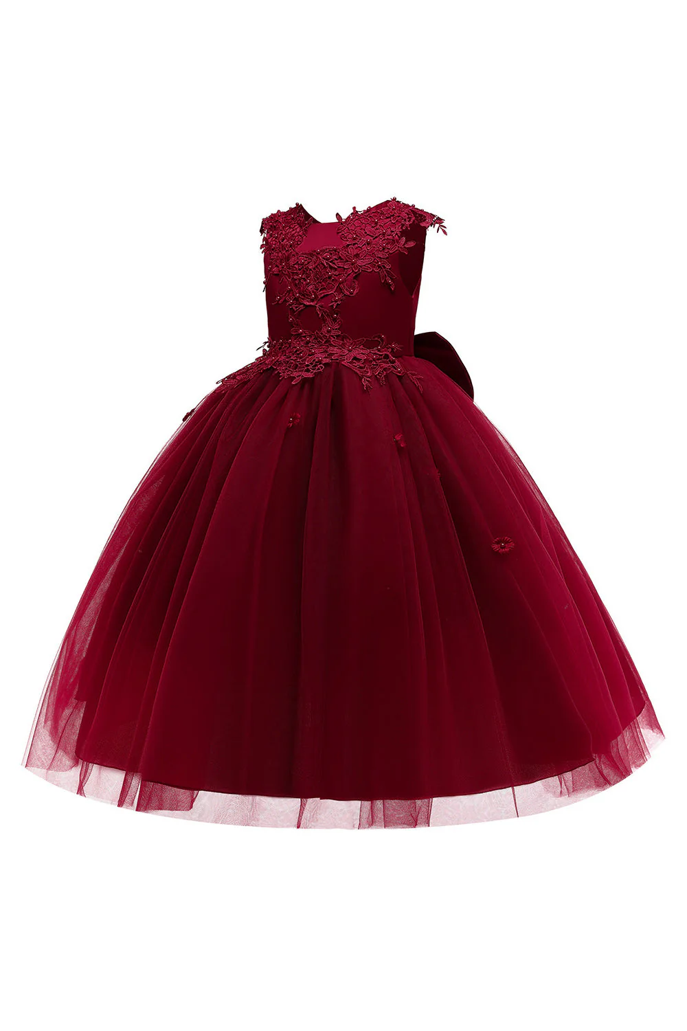 Robe de fille de fleur de désherbage blanche avec nœud - Image 15
