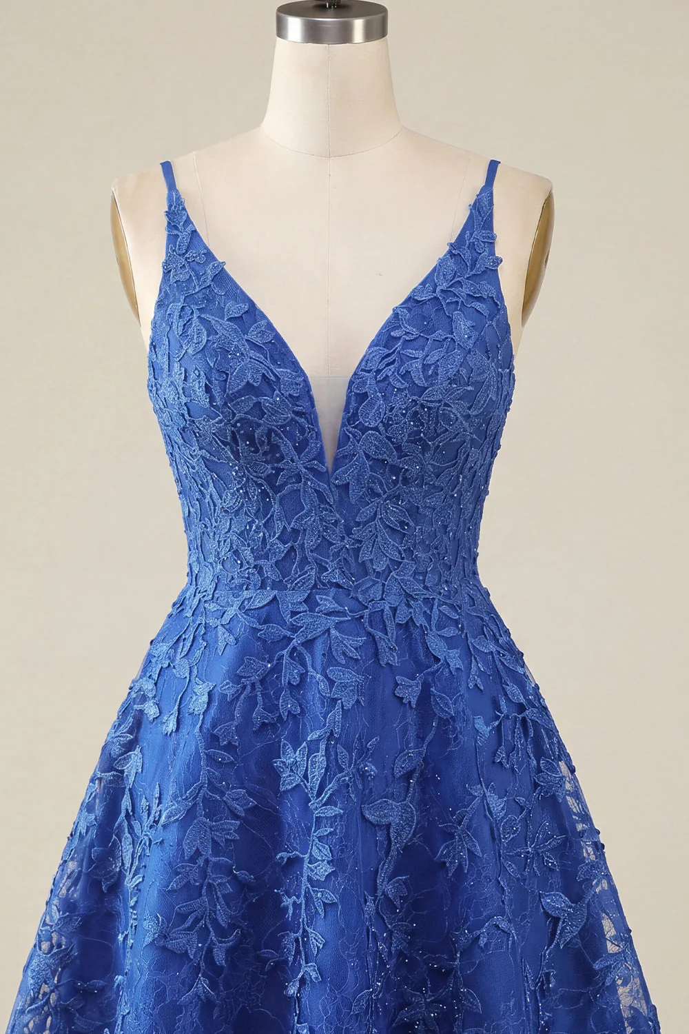 Robe de fin d’année à la maison à bretelles fines bleu royal bleu royal à bretelles fines - Image 5