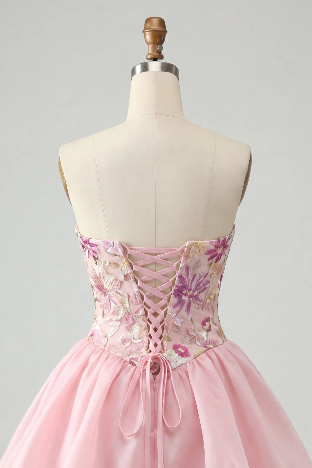 Robe de fin d’année rose Strap-bustless fleuri à sequins - Image 8