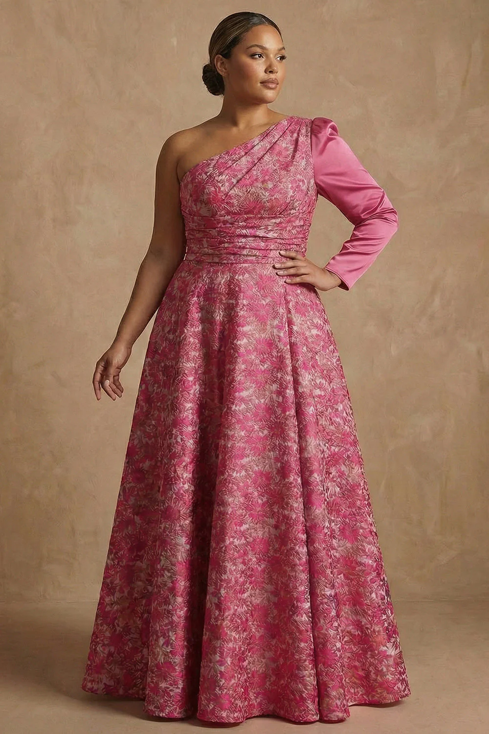 Robe de la mariée longue en fuchsia fleur en ligne A - Image 2