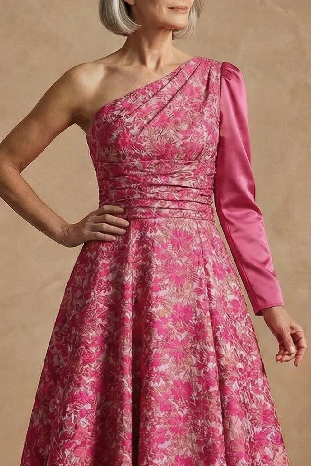 Robe de la mariée longue en fuchsia fleur en ligne A - Image 4