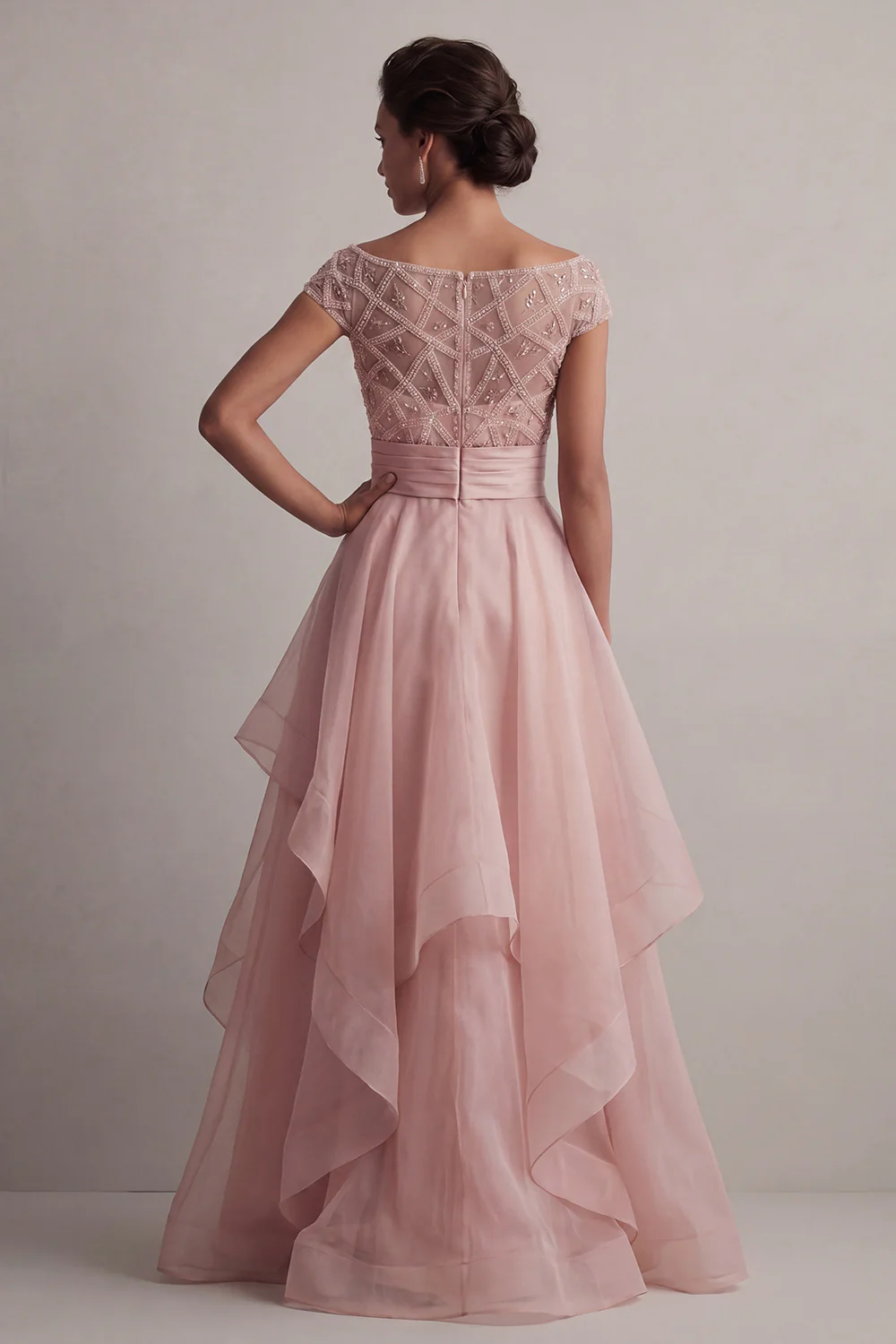 Robe de la mère de la mariée à col bateau à col bateau A line champagne à sequins - Image 7