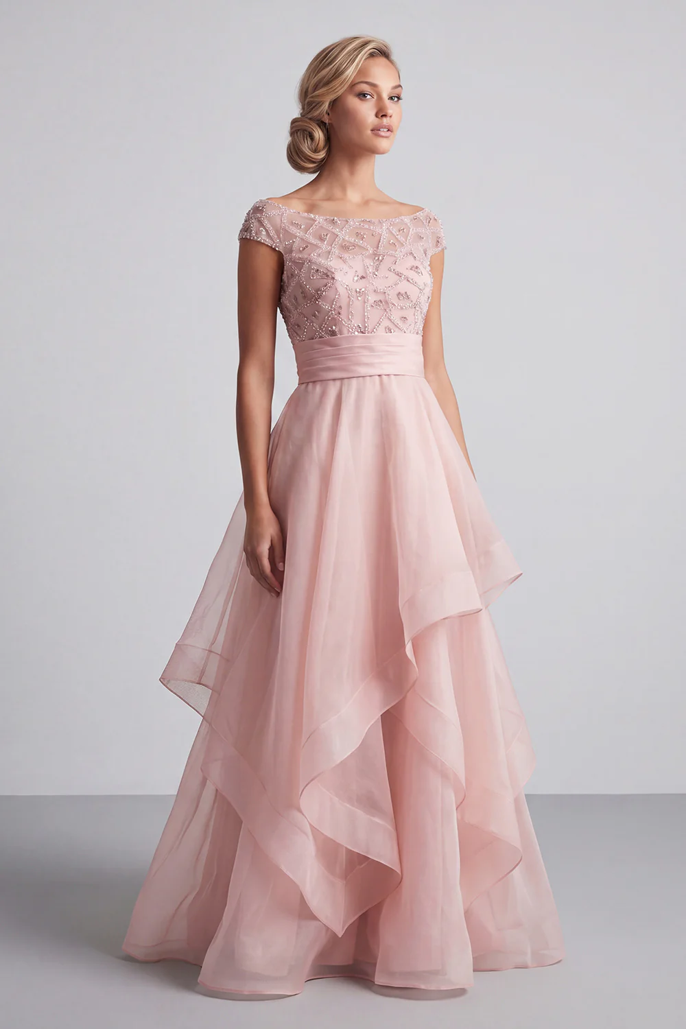 Robe de la mère de la mariée à col bateau à col bateau A line champagne à sequins - Image 8