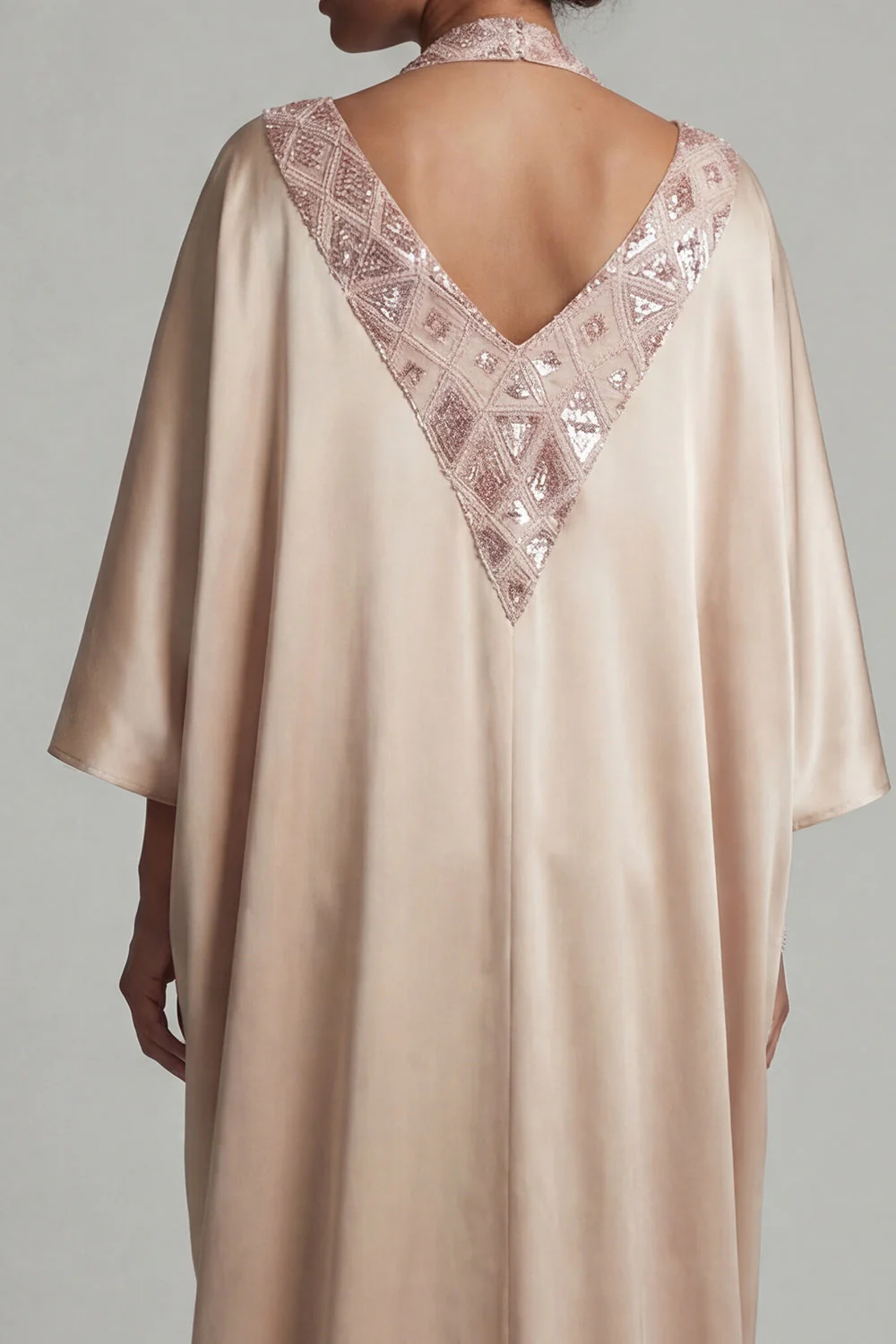 Robe de la mère de la mariée à la robe de la mariée en satin champagne à col nu - Image 5