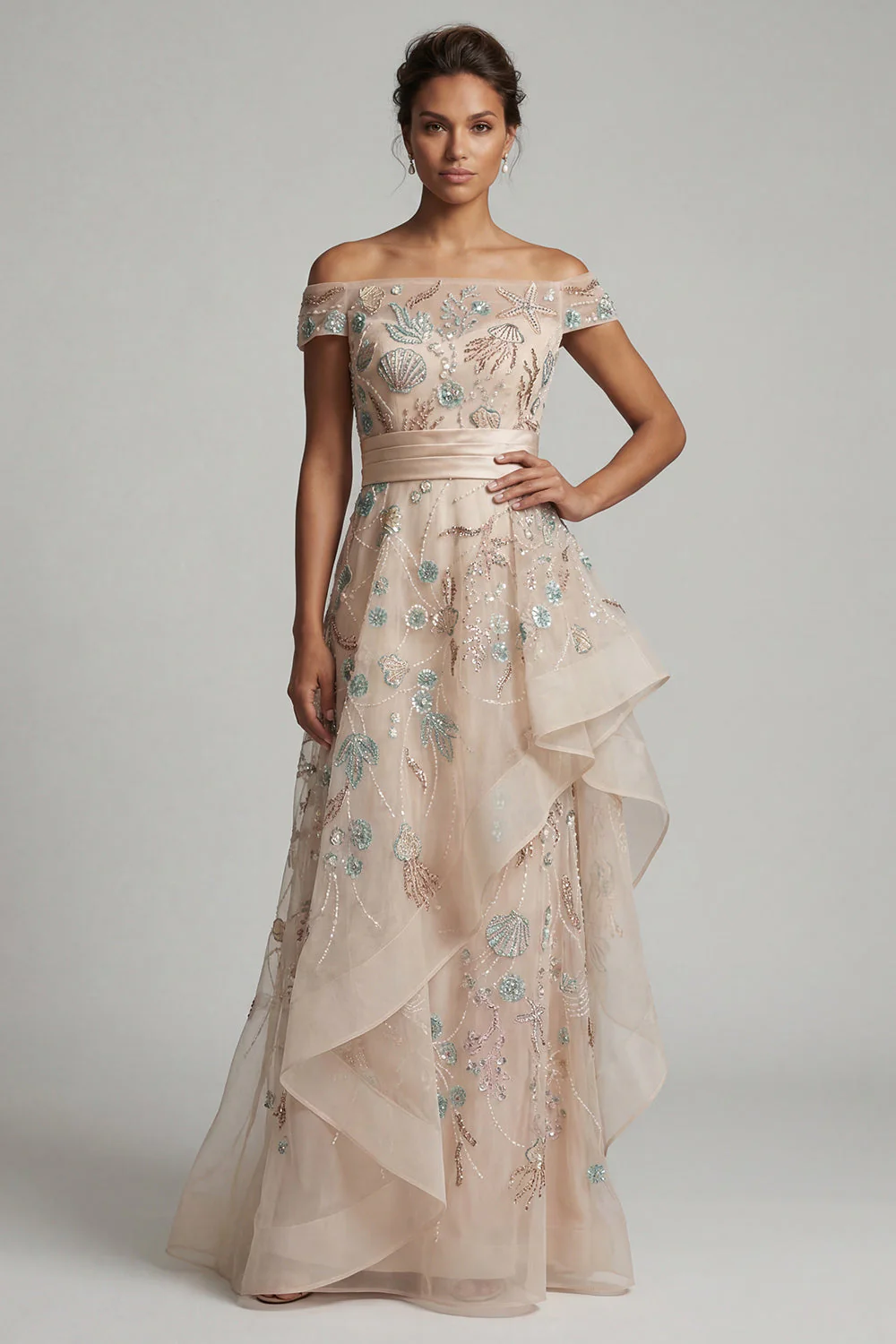 Robe de la mère de la mariée A Line, à Blush À Sequins