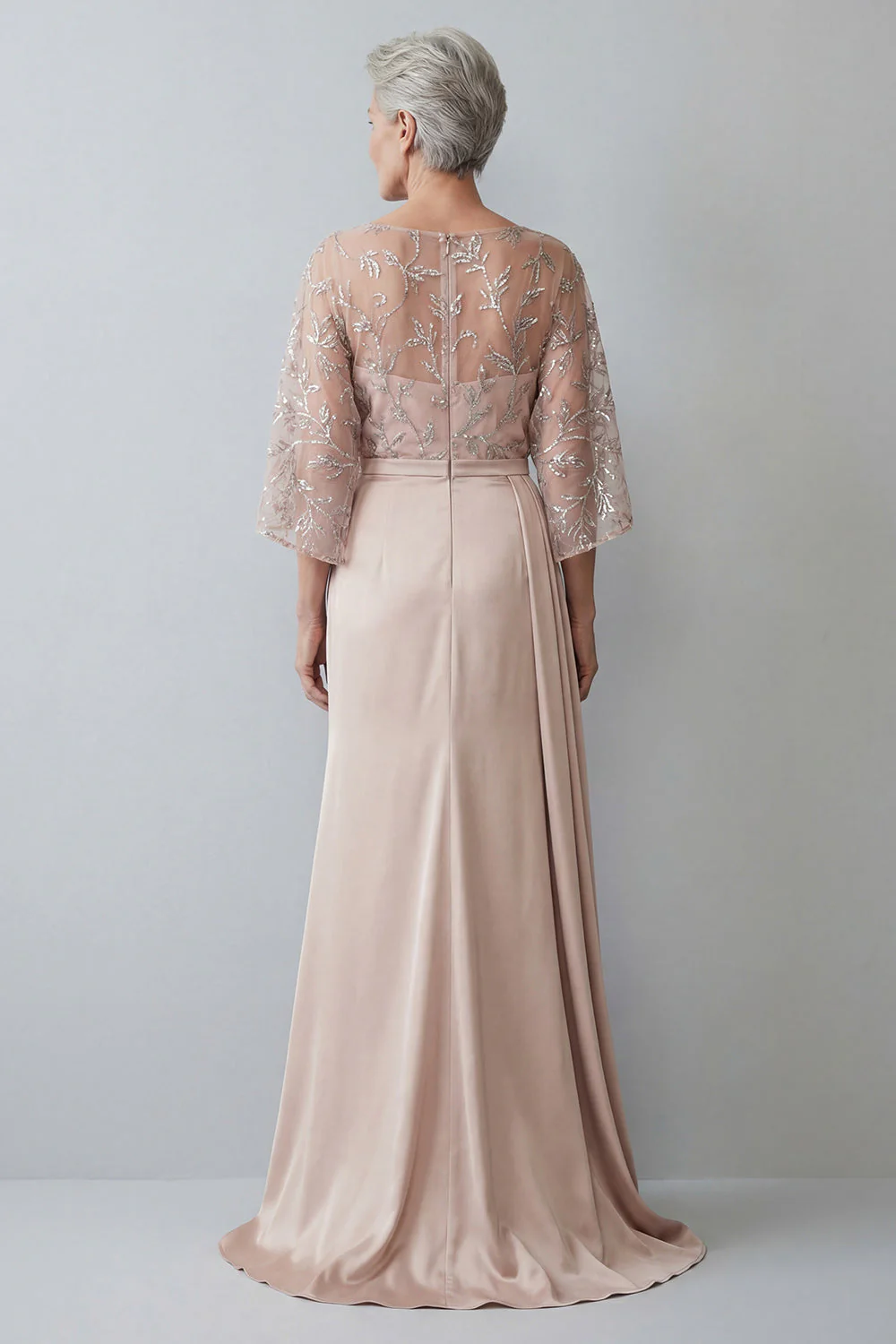 Robe de la mère de la mariée à manches à blush 3/4 appliquée - Image 2