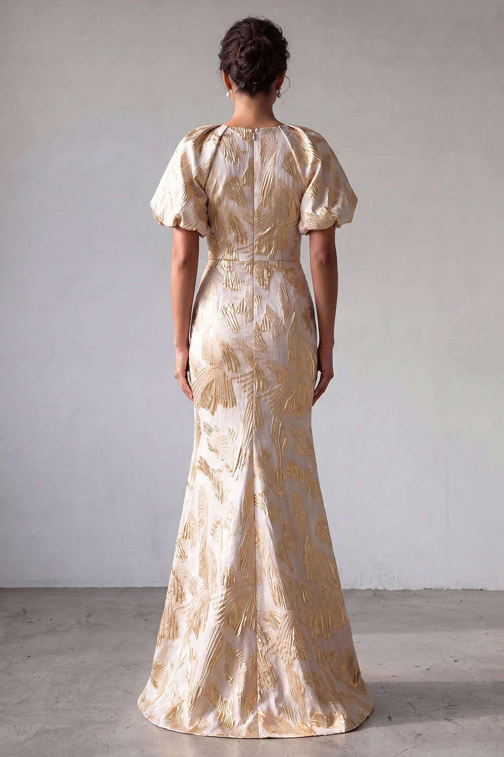Robe de la mère de la mariée à manches bouffantes à manches de sirène en champagne - Image 2