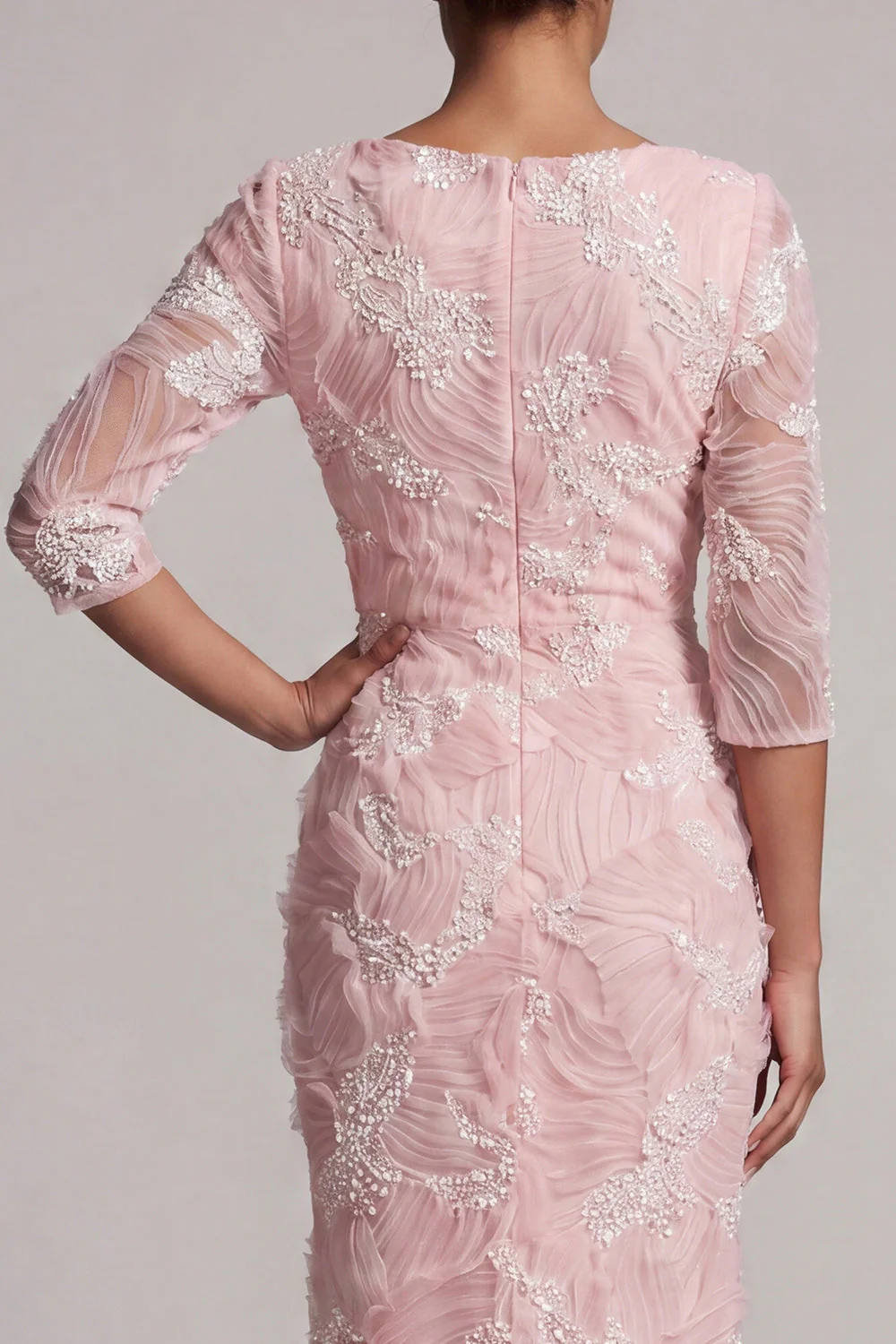 Robe de la mère de la mariée à manches paillettes à manches 3/4 - Image 5