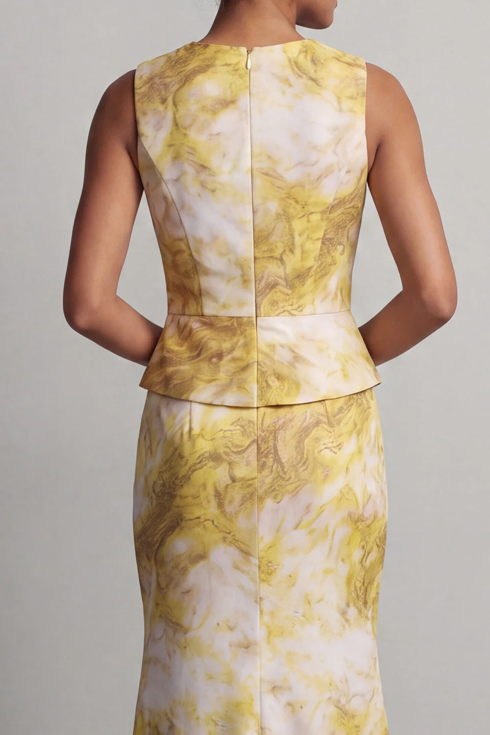 Robe de la mère de la mariée à motifs de sirène florale avec une longue robe jaune - Image 5