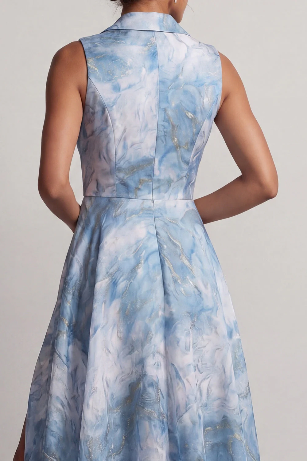 Robe de la mère de la mariée à revers cranté bleu lac - Image 5