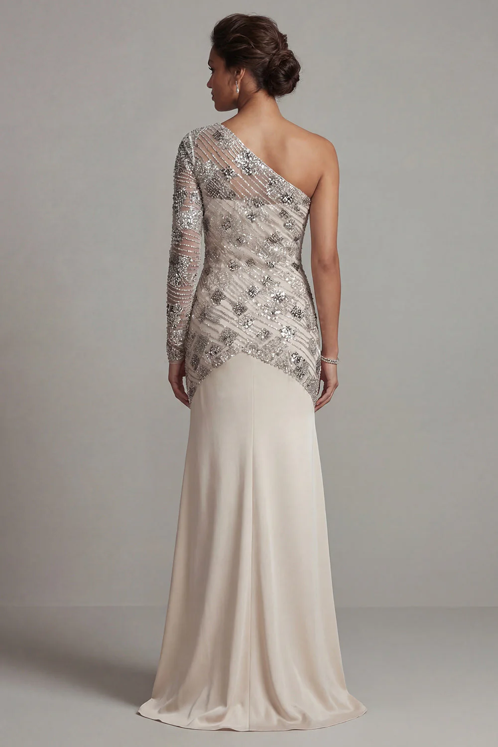 Robe de la mère de la mariée en paillettes à paillettes en sirène à une épaule - Image 2