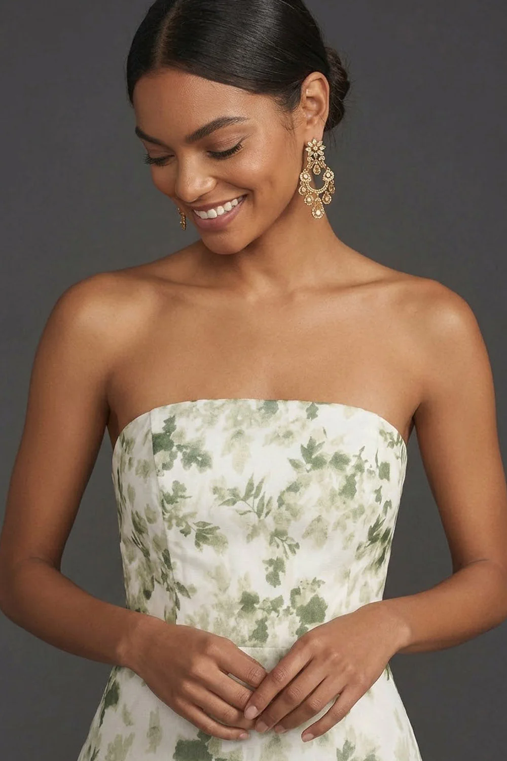 Robe de mariage de mariage verte à volants hauts bas - Image 5