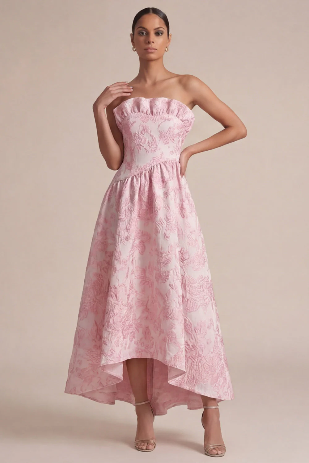 Robe de mariage Midi midi rose sans bretelles