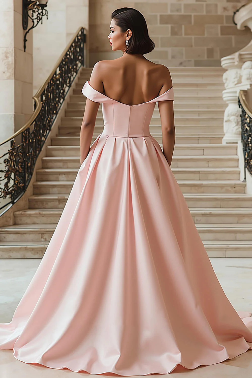 Robe de mariée blanche à épaules dénudées avec fente - Image 6