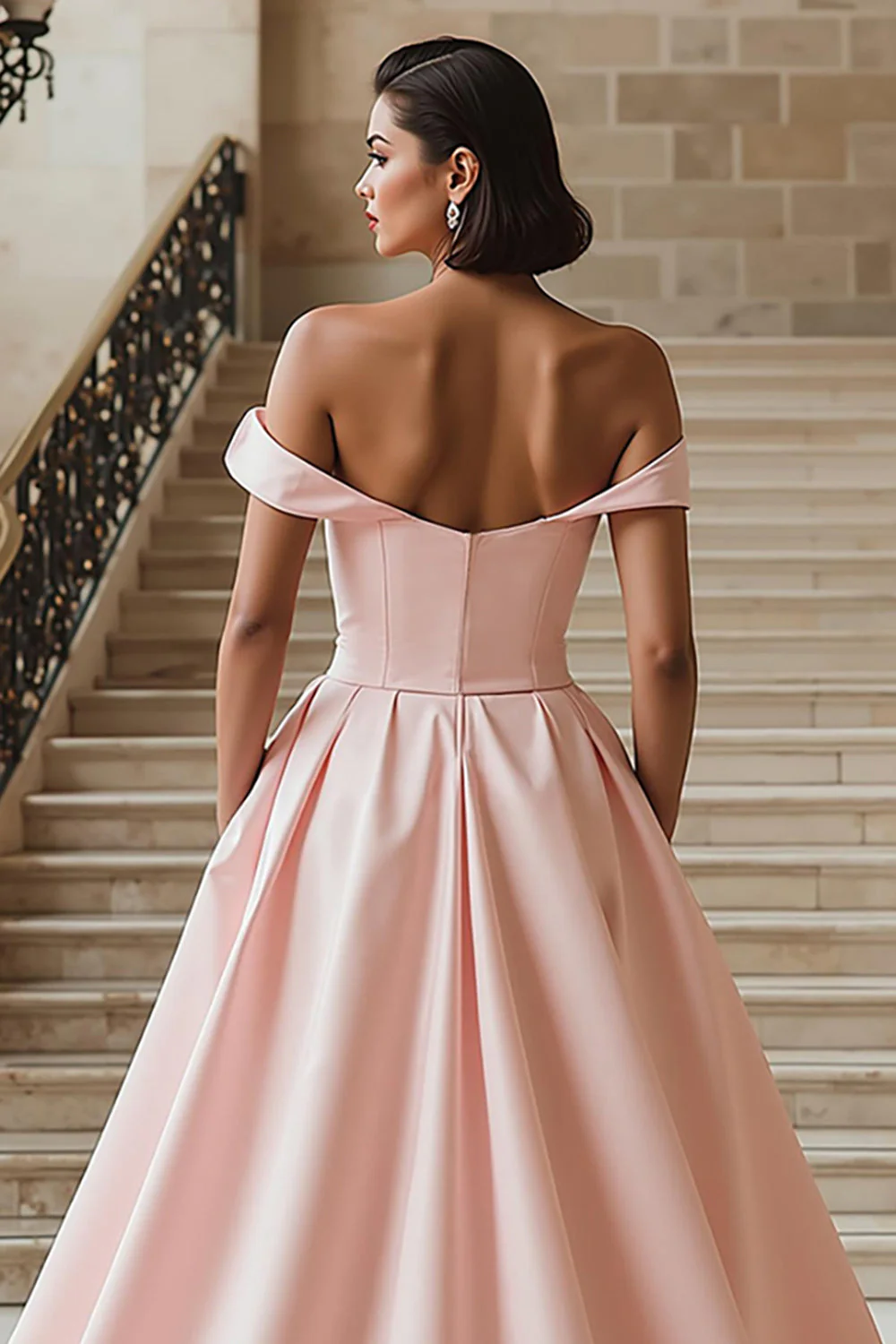 Robe de mariée blanche à épaules dénudées avec fente - Image 8