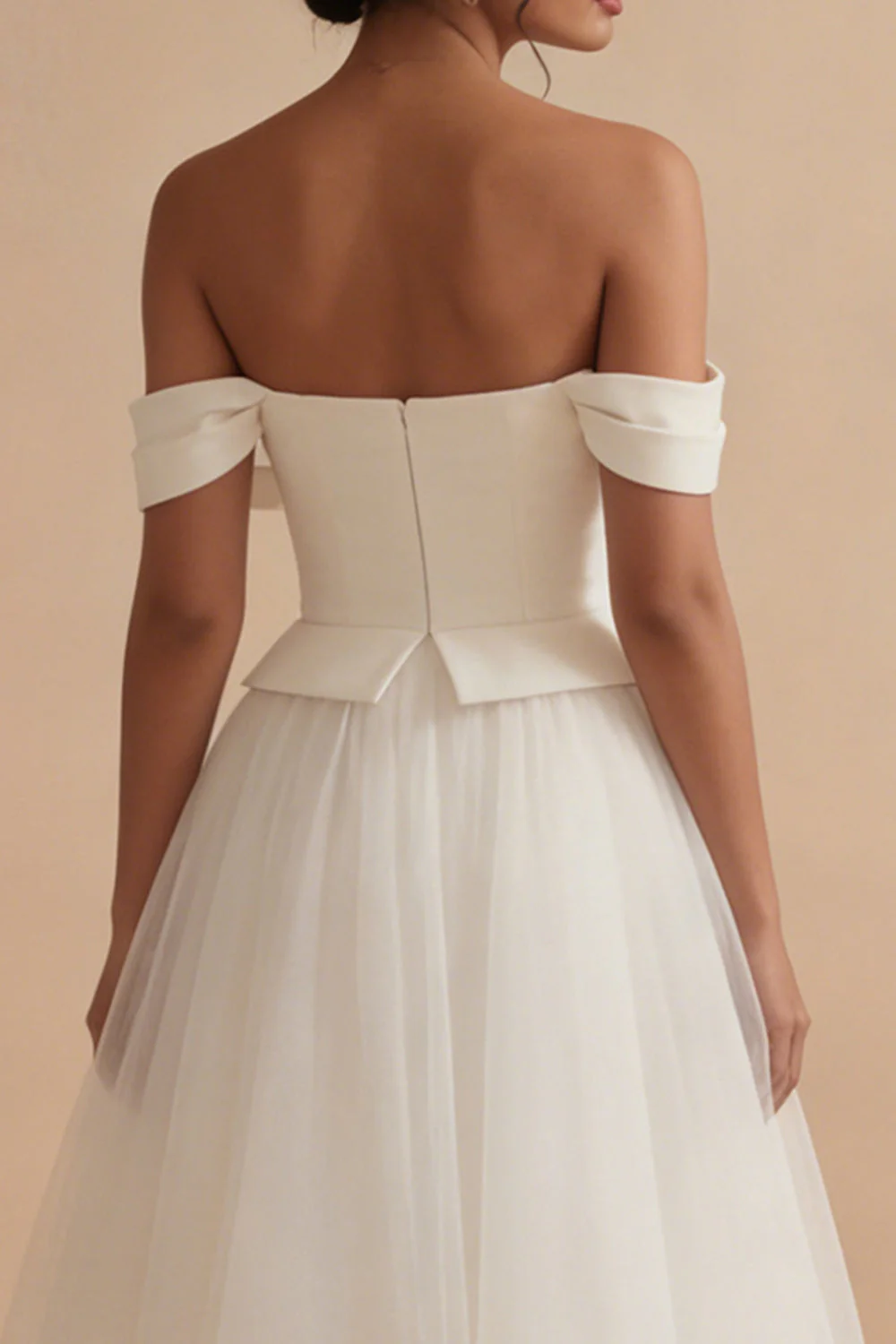 Robe de mariée bohème longue à large épaule blanche décollée A - Image 4